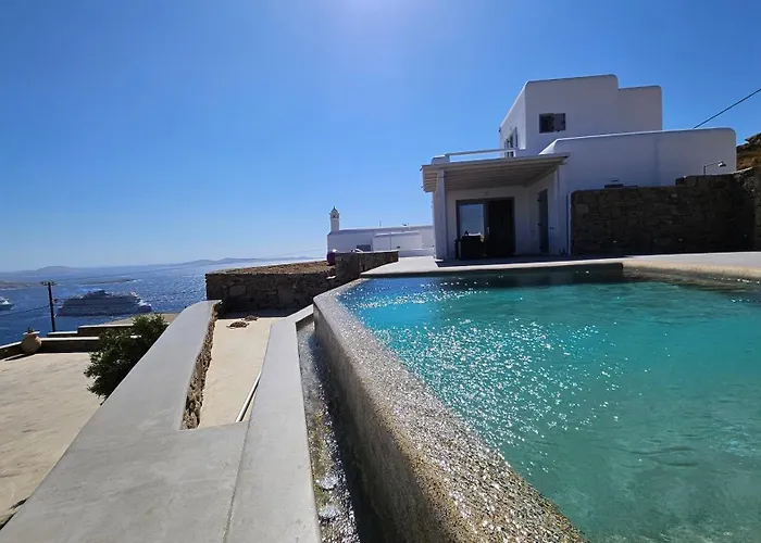 Villa Aether Mykonos 3br With Serene Port & Town Views Tourlos
